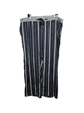 H&M Plus Size 24 Blue Striped Wide Leg Pants High Rise Pull On